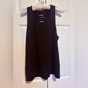 Black Women's Sleeveless Tank Top with Cutout Back